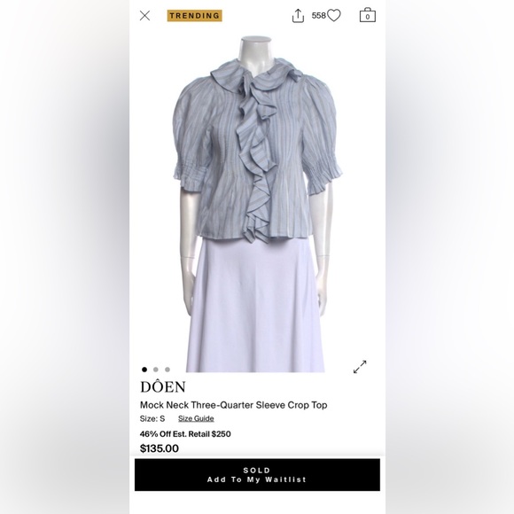 DOEN RUFFLE STRIPE TOP - M/L - Picture 7 of 7